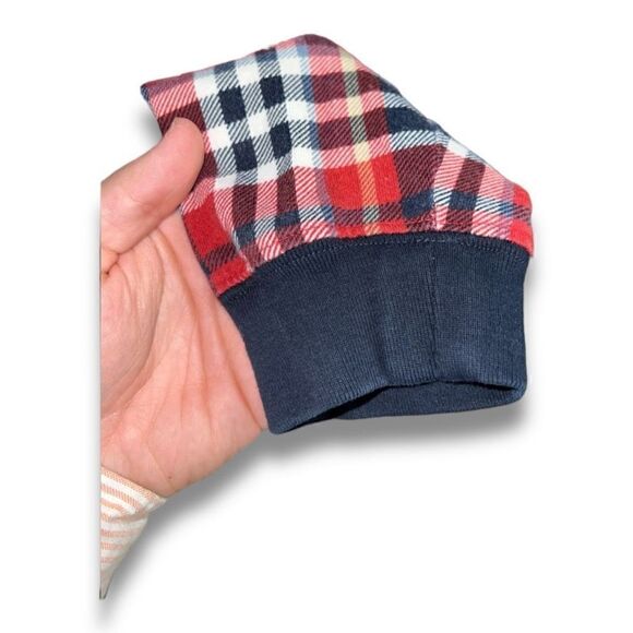 Red & Navy Check Chaps Ralph Lauren Mesh L/S Polo Shirt Size M - Picture 8 of 10